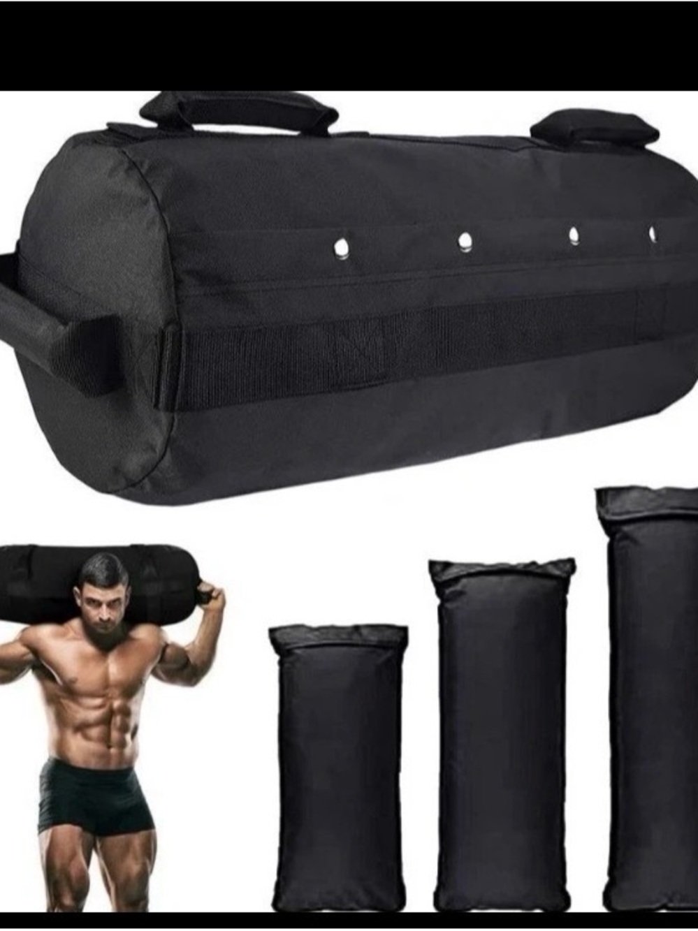 APTITUDE ATHLETIC Cross fit weight bag - black 60LB sandbags for fitness,...
